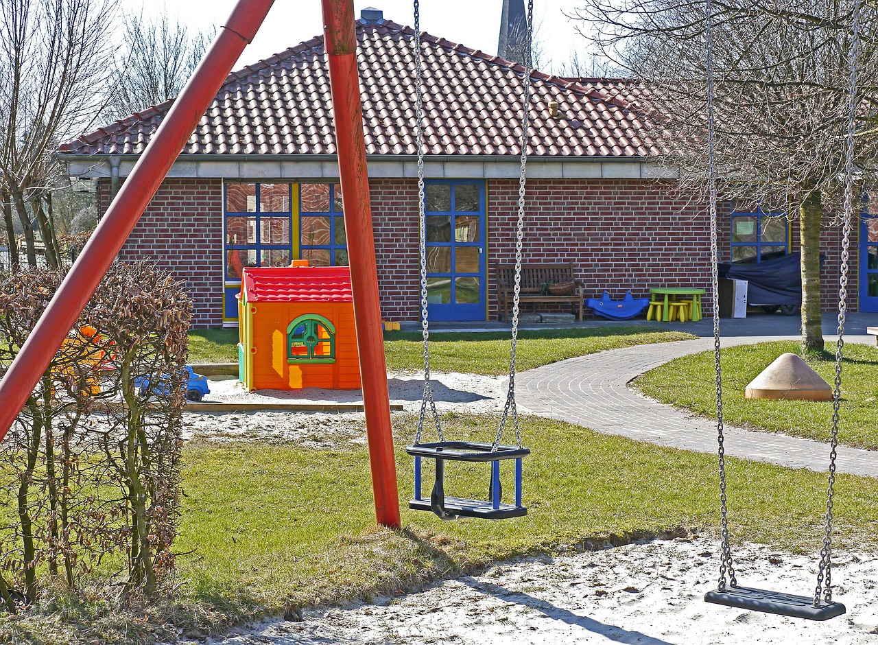 kindergarten, playground, swing